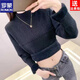 ROMON brand women's all-in-one velvet thickened bottoming sweater for women 26 autumn and winter new half turtleneck women's warm top black high quality quality assurance S recommended weight 90Jin Jin equals 0.5kg -105Jin Jin equals 0.5kg