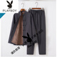 Playboy (PLAYBOY) autumn and winter cotton, linen and velvet Tai Chi suits for men, thickened cotton coats and trousers, middle-aged and elderly retro Tang suits, Tai Chi exercises, morning exercises, gray XL