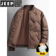 JEEP SPIRIT2025 new down jacket men's autumn and winter thickened baseball jacket winter jacket stand collar fashion short duck down jacket brown duck down M