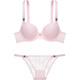 Victoria's Secret Rhinestone Decorated Versatile Bra Low Waist Triangle Underwear Set Women's Set (Pink) S 32C+(70C+S)