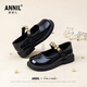 ANNIL Girls Princess Shoes Black Small Leather Shoes 2026 New Spring Children's Shoes Lightweight Mary Jane Shoes Black 29