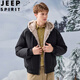 JEEP SPIRIT American retro velvet jacket men's winter new mountain sculpture loose hooded parka down jacket dark gray XL