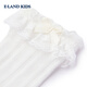 E LAND KIDS pedophile girls' socks 26 spring and summer new sweet lace princess socks mid-calf socks Ivory ivory/39 10-12 years old, foot length 18-20cm