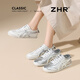 ZHR is a retro moral training shoe for women 2026 spring new style versatile soft sole comfortable white shoes casual sports shoes splicing women's shoes beige silver 40