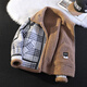 GENIUS international first-line brand plaid fur all-in-one jacket for men 2025 new winter warm plus velvet thickened jacket brown plaid M 90-115Jin Jin equals 0.5 kg