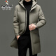 Woodpecker high-end men's down jacket mid-length hooded top large version winter new thickened warm casual jacket men's 2249 Shangqing 2XL 185