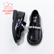 Fuluo Mi Girls Leather Shoes Spring Campus Style Versatile Loafers Little Girls Soft Sole Light Fashion Shoes Shadow Black 32