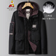 Scarecrow Fat Brother 2025 Parker Workwear Down Jacket Men's Extra Large Size Winter Coldproof Jacket Fat Guy Fashion Hooded Black 6XL (Recommended 230-250Jin Jin is equal to 0.5 kg)