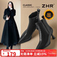 ZHR stiletto short boots winter women's shoes retro temperament high heels increased pointed toe ankle boots BQ150A black 36
