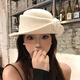 Ershanji French style elegant top hat for women in autumn and winter Hepburn style beret retro fashion face-showing small hat fisherman hat camellia thousand gold hat white