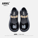 ANNIL Girls Princess Shoes Black Small Leather Shoes 2026 New Spring Children's Shoes Lightweight Mary Jane Shoes Black 29
