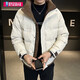 利郎（LILANZ）冬季加厚羽绒服男士短款2025新款休闲立领白鸭绒保暖户外 593白色 XL 115-130斤