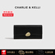 CHARLIE&KELLI brand CK light luxury bag women's bag 2025 new coin purse long simple multi-card slot clutch black Bakura Sufa brand gift bag