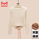 MiiOW high collar double-sided German velvet bottoming shirt for women, autumn and winter 2025 new thickened inner with brushed pile collar warm top, black turtleneck, thickened German velvet M