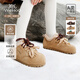 YEEHOO children's cotton shoes with velvet lining, 2025 winter thickened warm sports shoes for boys and girls, medium to large children, camel color (size is small, it is recommended to go up one size) 37 Inner length 23.4cm, suitable for feet 22.4-22.9cm long