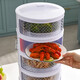 Vegetable cover, multi-layer storage rack for household leftovers, food and meal dust-proof cover, insulated dining table cover, dust cover artifact, 4-layer heightening, breathable and fly-proof style, 1-layer soup bowl + 3-layer bowls and plates