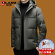 LILANZ goose down high-end down jacket men's thickened warm removable hood 2025 new winter men's jacket trendy black 4XL 195/108