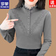 ROMON's new autumn and winter German velvet thickened mid-collar bottoming shirt tops for middle-aged mothers, plus size shirts, long-sleeved T-shirts for women, black L 95-105
