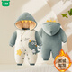 Wooden house baby winter clothing plus velvet and thickened cotton-padded clothes for men and women, cute onesies for boys and girls, winter climbing clothes, cotton-padded jackets, little bears, warm and upgraded models, velvet and thickened, 66cm, 3-6 months, recommended 12 to 17Jin Jin equals 0.5 kg