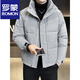ROMON 90 White Duck Down Light Thin Down Jacket Men's Winter 2025 New Style Handsome Dark Pattern Warm Coldproof Jacket Stand Collar Jacket Men Gray M