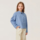 POLOWALK children's clothing girls long-sleeved shirt 2026 new long-sleeved shirt solid color sweet shirt big children B61W615E0011 blue 120