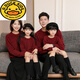 G.duck parent-child clothing for a family of three sweaters 2025 autumn and winter new family clothing Christmas and New Year red alpaca mother-daughter clothing burgundy thin section 170 adult M