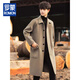 ROMON double-sided woolen coat for men, mid-length, high-end, winter thickened woolen trench coat, knee-high trendy black S 120Jin Jin is equal to within 0.5 kg