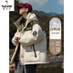 Woodpecker three-proof down jacket men's winter 2025 new work jacket men's hooded thickened outdoor warm and cold-proof clothing 8901 rice white new national standard 90% white duck down M (about 85~105Jin Jin equals 0.5kg can be worn)
