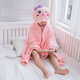 Chongyou children's bath towel, adult cloak, hooded bath towel, adult absorbent, lint-free bathrobe, pink cat long-sleeved style (height 150-180)