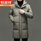 Hengyuanxiang 2025, зимняя новая длинная куртка-пуховик с капюшоном, мужская повседневная универсальная утолщенная теплая и морозостойкая куртка цвета хаки 3XL 190