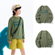 Mipo new product spring children's long-sleeved T-shirt moisture-absorbent, quick-drying and breathable casual sports bottoming top for boys and girls, military green 130