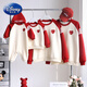 Disney (Disney) red New Year parent-child clothing for small month-old babies 2025 new autumn and winter family of three, four, mother and child, mother and daughter, whole family, love, spring and autumn style 100 Adult M size 100-120Jin Jin is equal to 0.5 kg