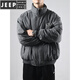 JEEP SPIRIT2026 Новый пуховик с воротником-стойкой, мужская свободная повседневная теплая куртка в японском стиле в стиле ретро, пара универсальных зимних темно-серых M-130Jin Jin весит 0,5 кг.