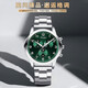 Men's Fashion Business Watch Three-hand Digital Scale Dial Trendy Steel Strap Youth Watch Quartz Watch Green Watch + Adjuster