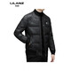利郎（LILANZ）时尚立领羽绒服男士冬季款加厚短款保暖字母印花棒球领痞帅气 黑咖 14XL (190)