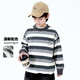 Yoyo Fairy Tale Spring and Autumn Boys Long Sleeve T-Shirt Cotton 2026 Children's Striped Bottoming Shirt Fashionable Spring Clothes for Middle and Large Children Gray and White Check 120