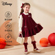 Disney (Disney) New Year Red Princess Dress Set 26 Winter Girls New Year's Clothes Plus Velvet Bottoming Shirt + Dress Two-piece Set 110