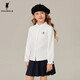 POLOWALK children's clothing girls long-sleeved shirt 2025 autumn new versatile casual middle and large children's lapel top white 120 120cm
