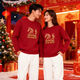 Disney's 2026 new autumn and winter new year New Year's Horse red parent-child clothing for a family of three, mother and daughter, round neck thickened warm sweater sweater 165 S size (recommended 80-100Jin Jin is equal to about 0.5 kg)