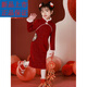 G.duck children's winter cheongsam for New Year's greetings thickened Chinese style plus velvet Chinese style red New Year's dress dress for girls red cheongsam with velvet lining inside 120