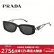 PRADA Triangular Logo Sunglasses Women SPR14Y Tian Yitong Same Style Sunglasses Casual Fashion Sunglasses Gift for Girlfriend 1AB-5S0-Black