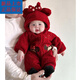 Disney (Disney) baby plus velvet thick jumpsuit winter baby girl clothes cute Minnie red New Year's outing hug New Year's greeting suit red (plus. Velvet and thickening) 36cm 66
