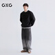 GXG men's round neck sweatshirt flocked printed sweatshirt two-color long-sleeved top black 185/XXL