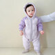 Disney (Disney) baby winter jumpsuit, baby thickened down jacket, outdoor clothing, rompers, children's white duck down warm hooded jacket, gray green, color-blocked down jacket one-piece 36cm 80