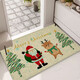 Fantasy Christmas linen floor mat kitchen non-slip linen floor mat entrance rubber foot mat bathroom door absorbent mat Christmas black and white checkered 40x60cm linen