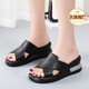 GEOX Manufacturer Women's Slippers Summer New Fashion Wear-Resistant Increased Thick-soled Wedge Sandals Women's Shoes Black VBXS20291 40
