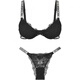 Victoria's Secret Rhinestone Logo Straps 3/4 Cup Bra Low Waist Thong Underwear Set Women's Suit (Black) M 36B+(80B+M)