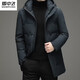 SNOWFLYING high-end brand down jacket men's mid-length new autumn and winter thickened warm hooded gray duck down winter jacket black