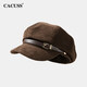 CACUSS Fashion Beret Women's Winter Fashionable Octagonal Hat Knitted Hat Coffee-Retro Beret One Size (57-59CM)