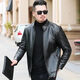Dingyuan Xiaohuo Men's Winter Leather Jacket Casual Versatile Stand Collar Middle-aged Dad Motorcycle Jacket Jacket Plus Velvet Stand Collar Black - (Stand Collar Leather Jacket) Plus Velvet M 170_95-115Jin Jin is equal to 0.5 kg
